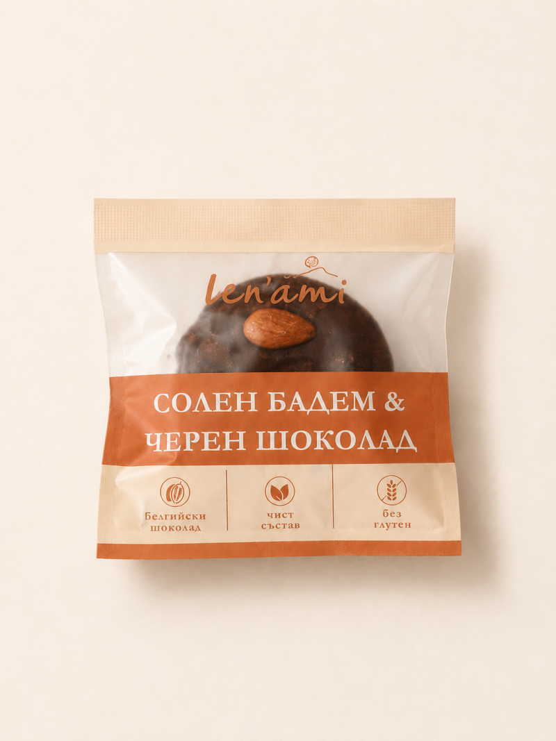  Овесена бисквита с бадем и черен шоколад 35 гр 