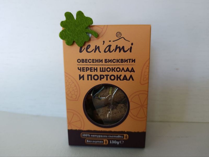  Овесени бисквити с черен шоколад и портокал 130 гр